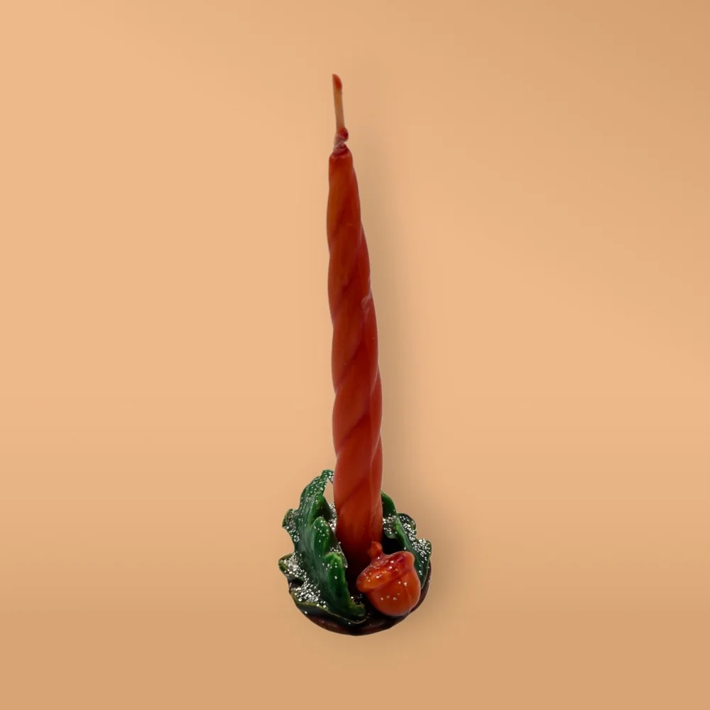 MCM Vintage Gurley Novelty Christmas Oak Leaves Acorn Candle